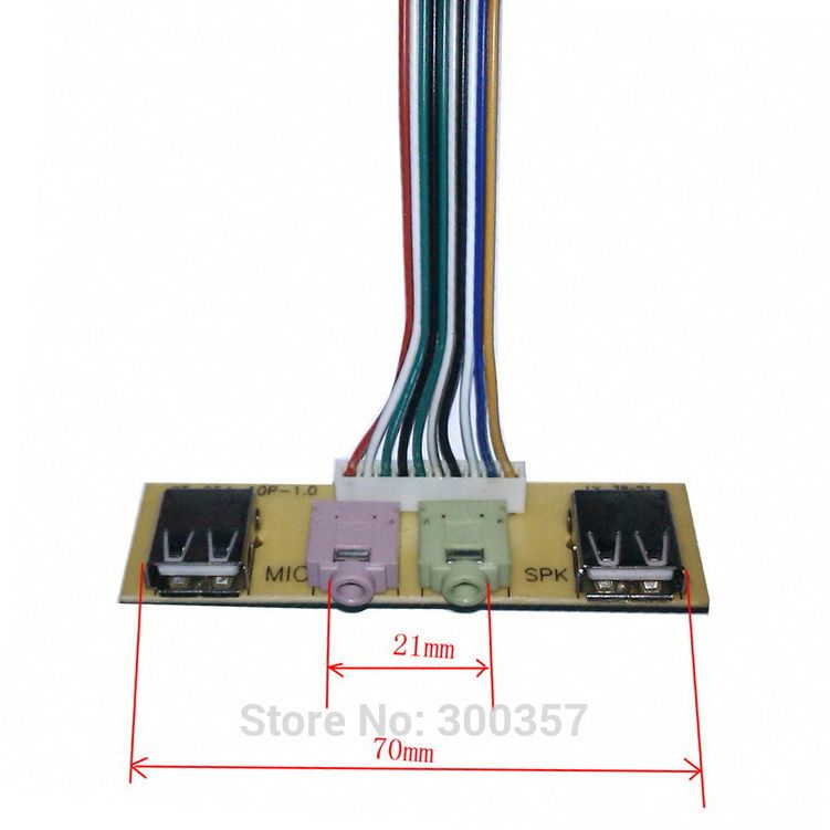 Описание::      Используется  для подключения на переднюю панель системного блока  компьютера     2 порта USB     аудио выход     микрофонный вход     