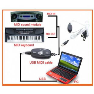 USB MIDI-кабель МИДИ адаптер длинной 2 метра для подключения синтезатора к компьютеру