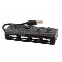 4-Ports Key Design High-Speed 480 MBPS USB 2.0 HUB (Black)