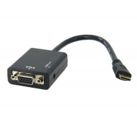 Портативный цифровой - аналоговый Mini HDMI - VGA кабеля-переходника с аудио (черный)