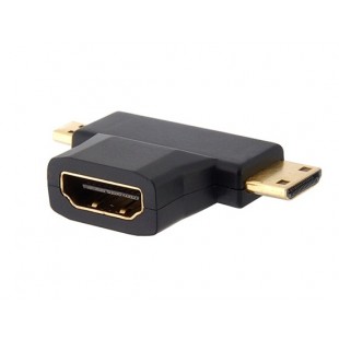 HDMI F / MINI М + М MICRO позолоченный адаптер (черный)