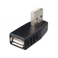 Боковая прямоугольная USB 2.0 A-мужчин-женщин адаптер (черный)