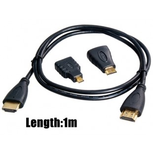 1 м 3D HD Версия 1.4 HDMI кабель с HDMI Micro адаптер (черный)