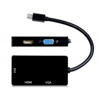 Мини-DisplayPort на DVI и HDMI/VGA и 3-в-1 адаптер (черный)