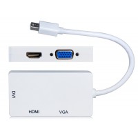 Мини-DisplayPort на DVI и HDMI/VGA и 3-в-1 адаптер (Белый)