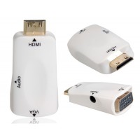 Mini HDMI мужчина к VGA Женский адаптер с 3,5 мм аудио разъем (белый)
