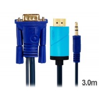 3-метровый HDMI для VGA конвертер для кабеля с аудио (синий)
