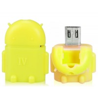 Google Android Робот Дизайн OTG адаптер конвертер Smart Hub с Micro USB / USB 2.0 (желтый)