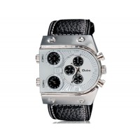 OULM 9315 3-Dial спортивные часы с кожаным ремешком (белые)